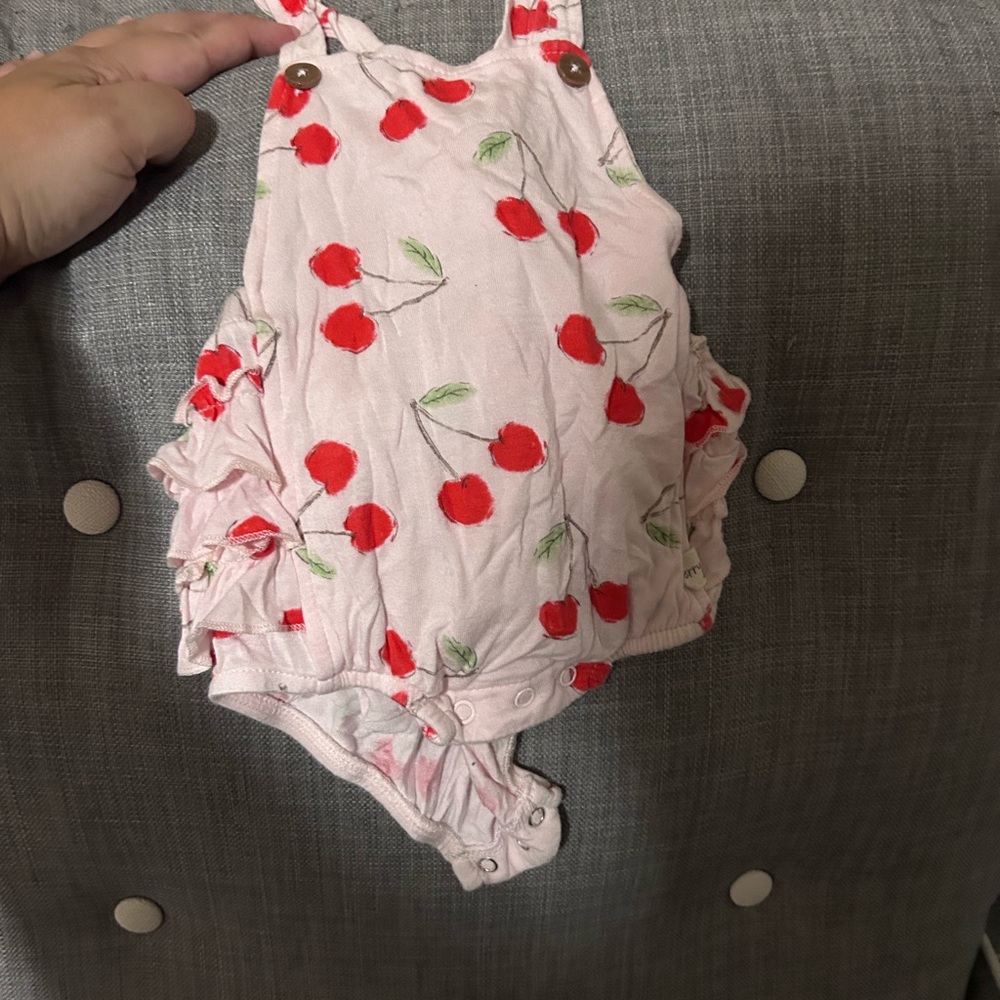 milkberry cherry ruffle romper